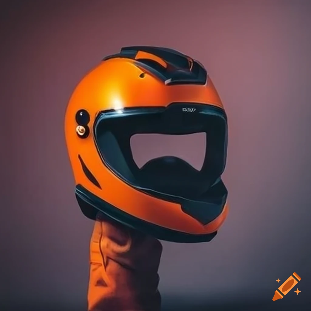 Orange motorcycle helmet on Craiyon