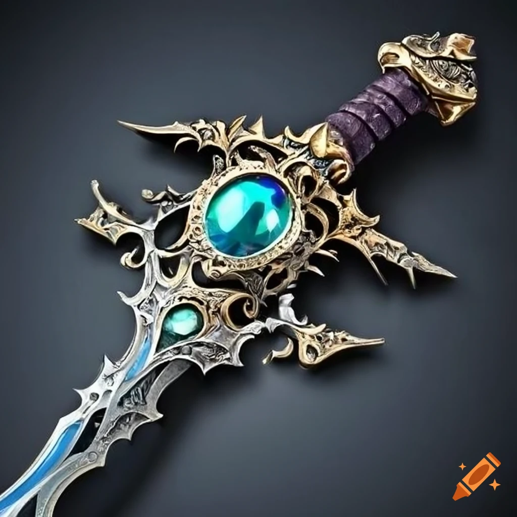 Ornate fantasy sword with embedded gem