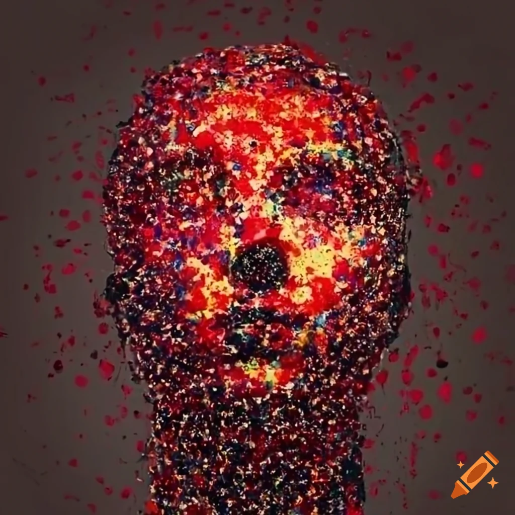 Abstract artwork with red dots forming a mind and memory concept on Craiyon