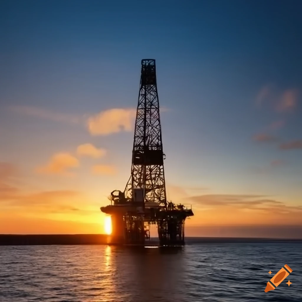 Oil rig at sunrise on Craiyon