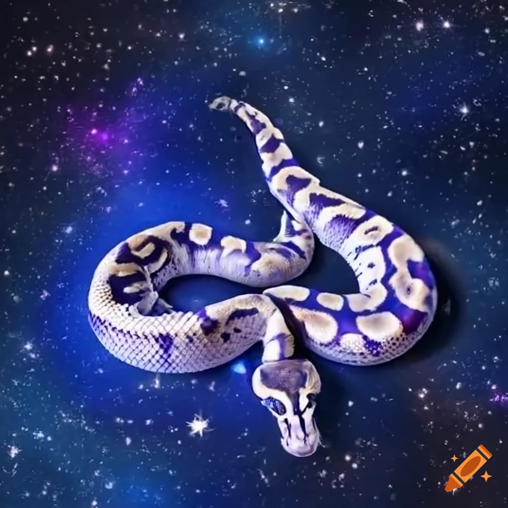 Ball python with starry cosmic background on Craiyon