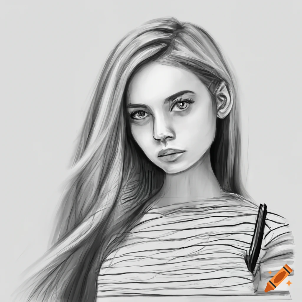 Sketch Of Girl Standing In Front Of Picture In Museum And Looking Stock  Illustration - Download Image Now - iStock