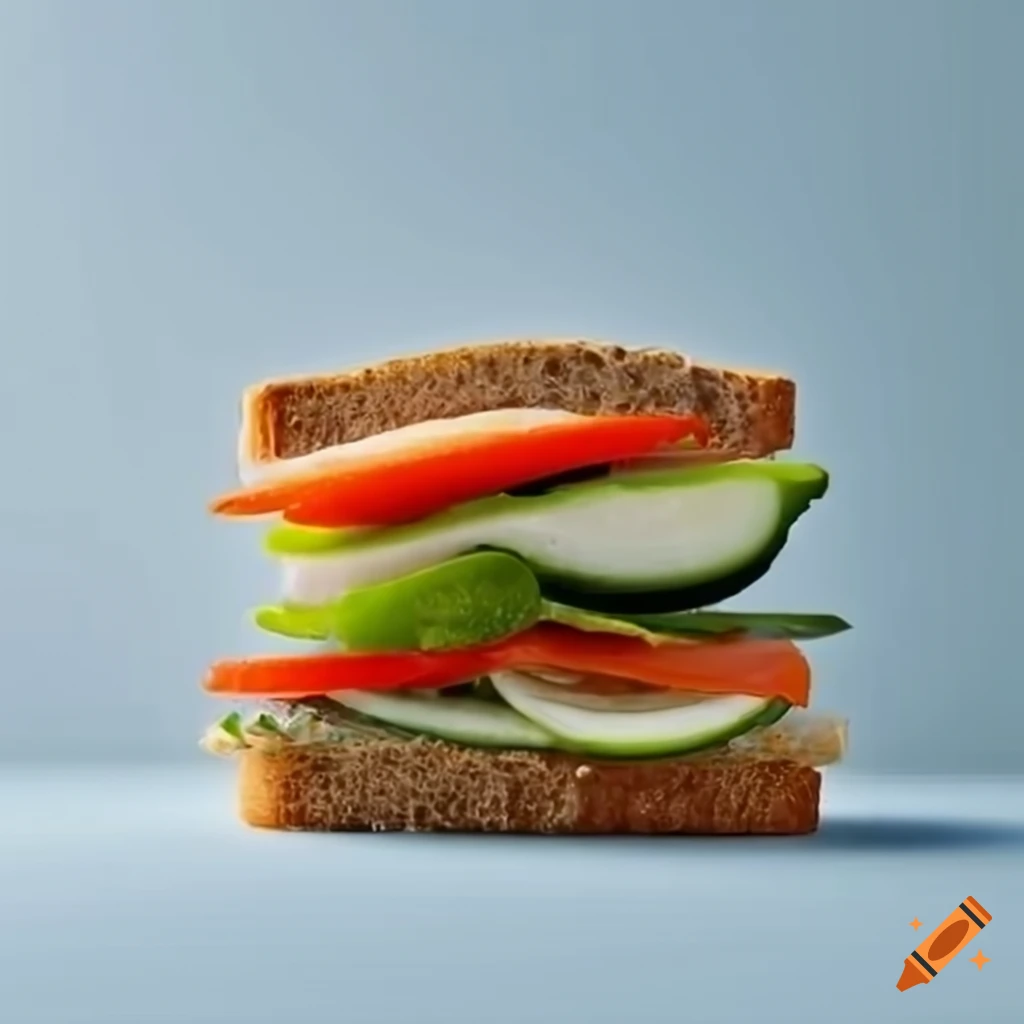 Vegetable sandwich on white background
