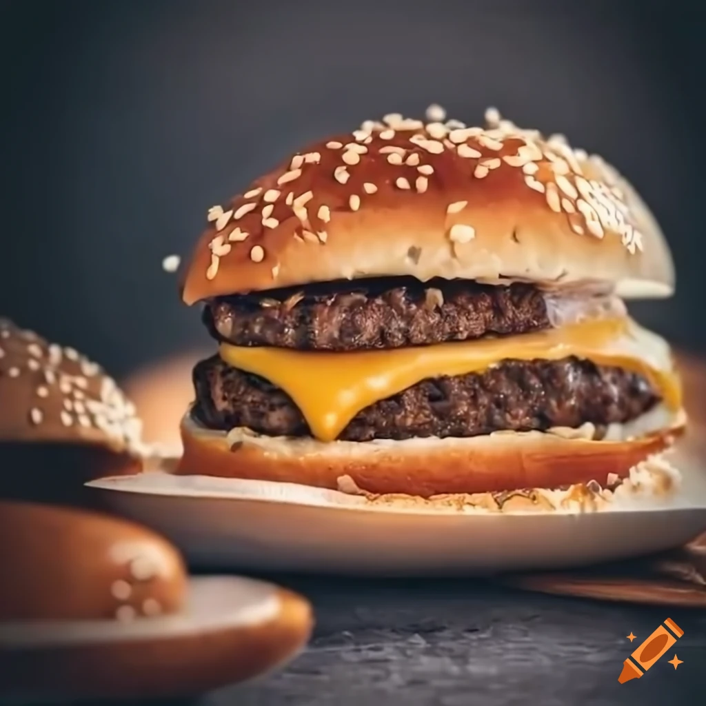 Juicy cheeseburger with beef patty on a sesame bun