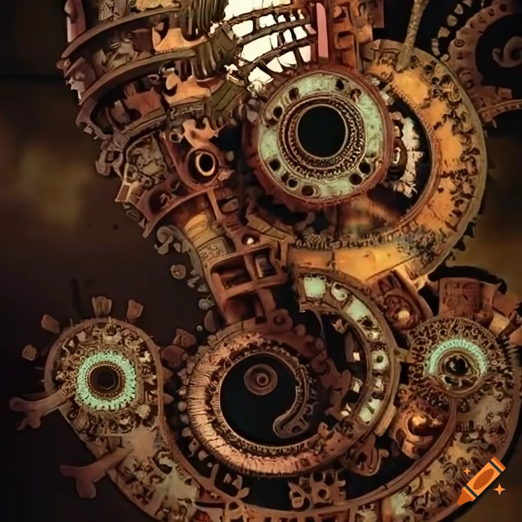 Steampunk machine fractal art on Craiyon