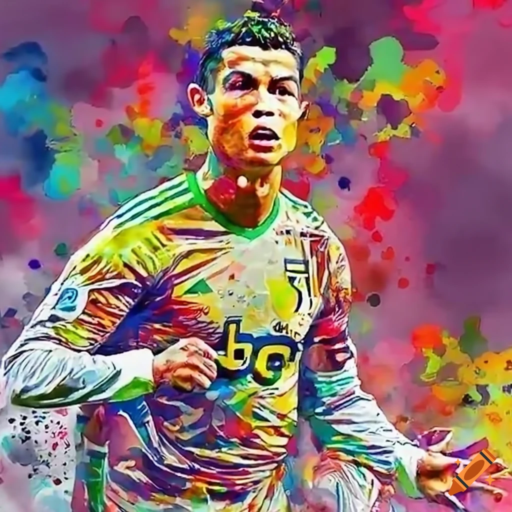 Cristiano ronaldo kicking a volley ball on Craiyon