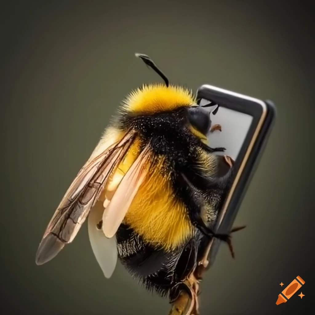 Cute bumblebee taking a selfie in the mirror on Craiyon