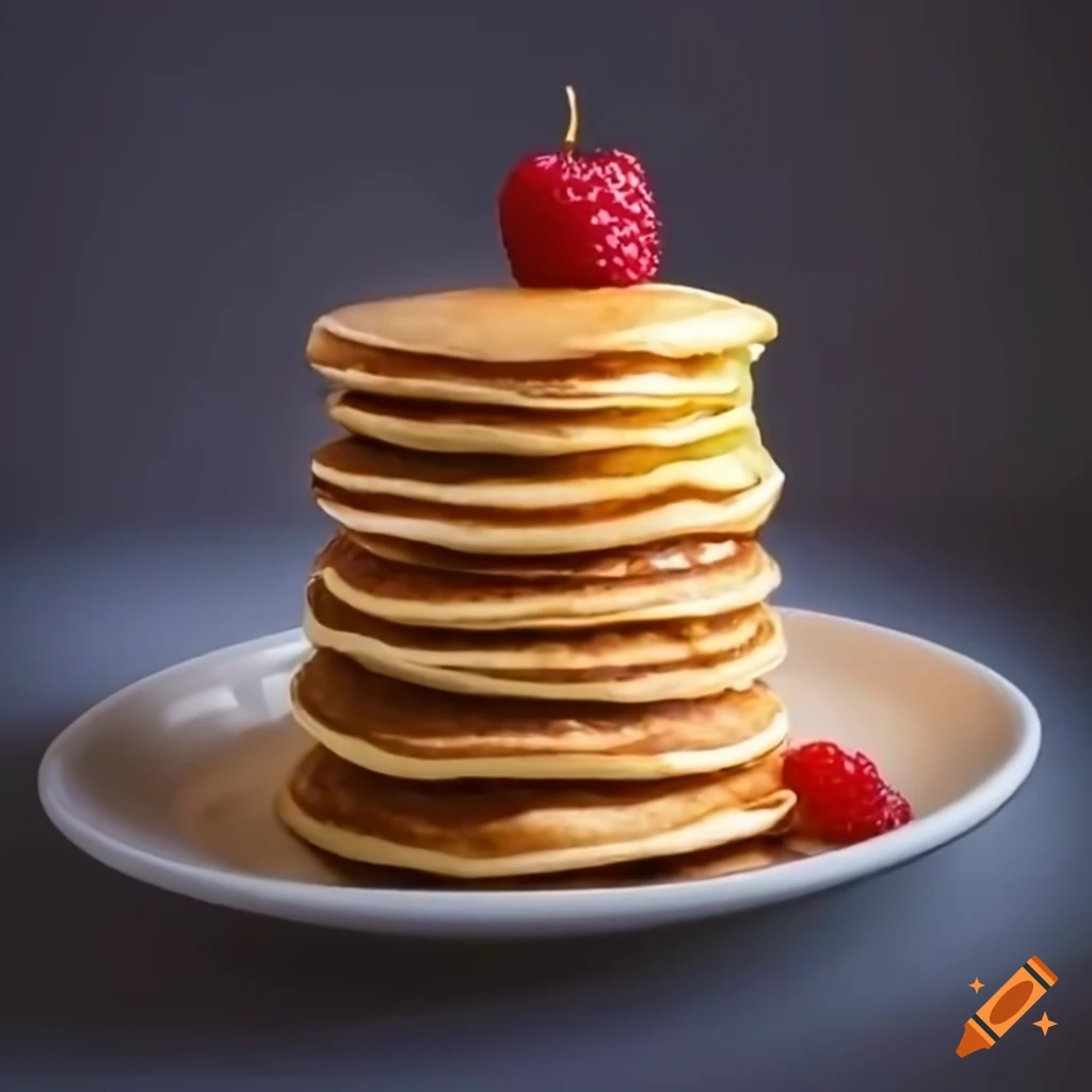 Stack of buttered pancakes on a plate in ultra high definition 4k