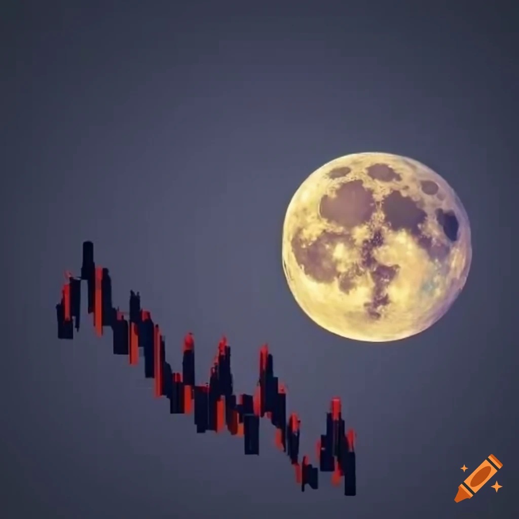 Full moon with uptrend trading chart in the background on Craiyon