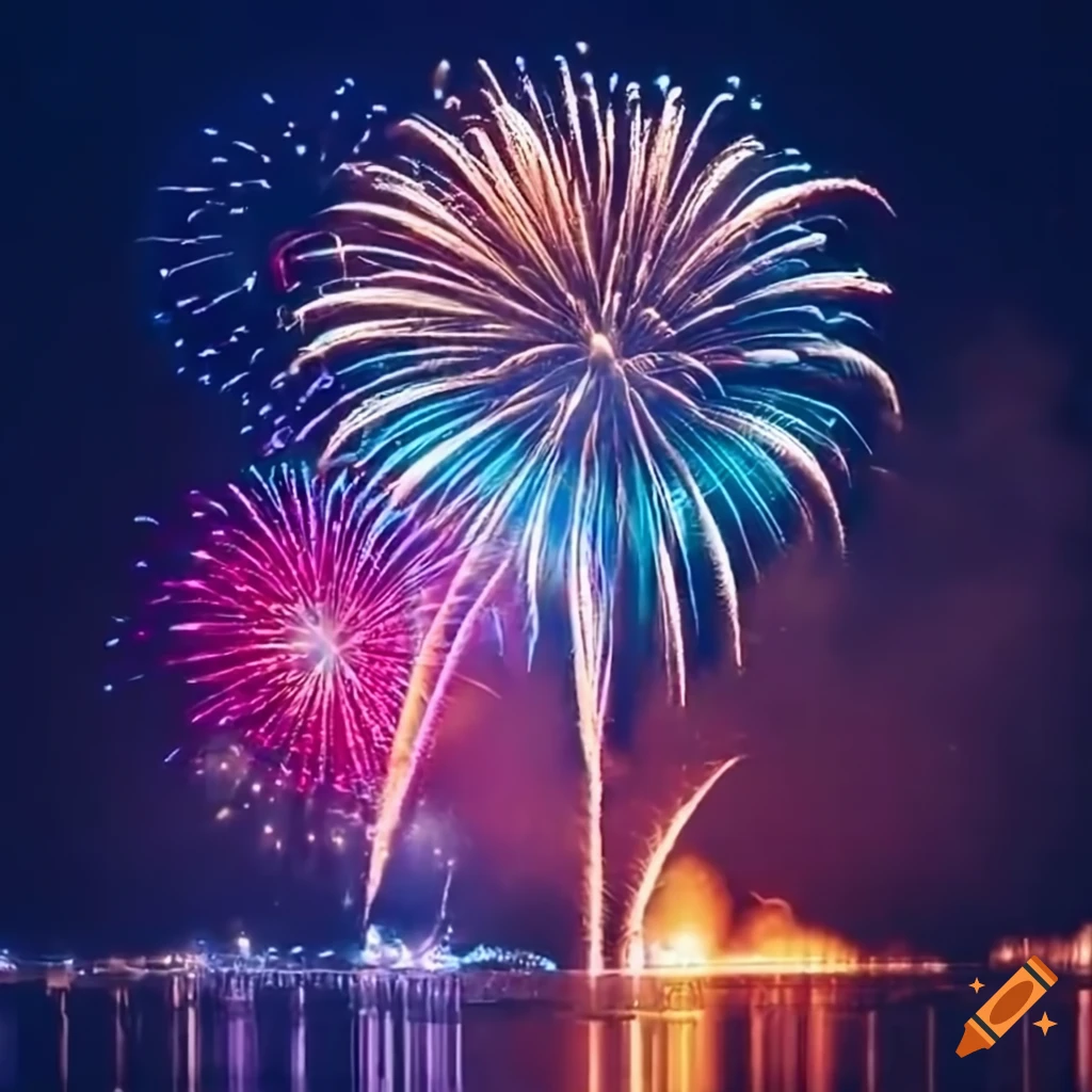 Colorful fireworks celebrating new year 2024 on Craiyon