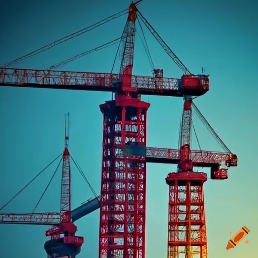 Cranes building a skyscraper
