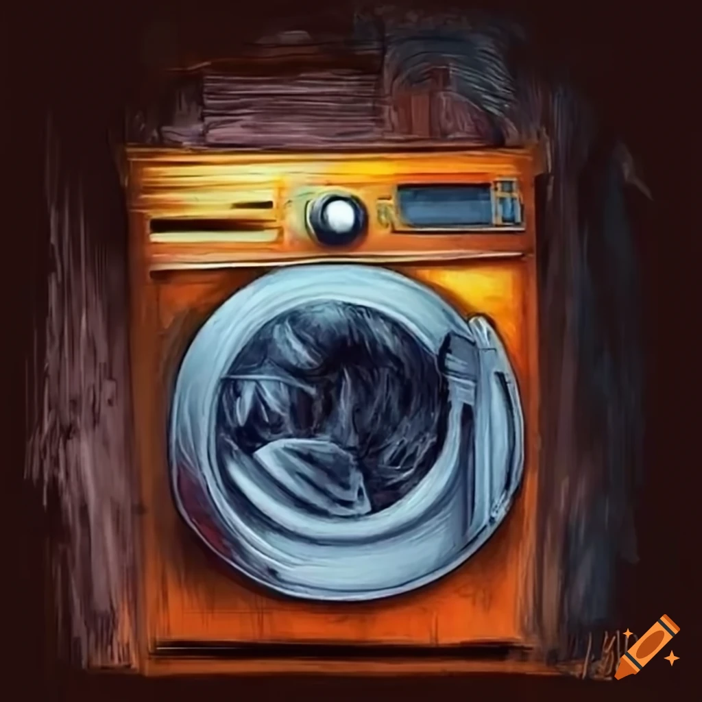 Artistic Pencil Drawing Of A Washing Machine On Craiyon
