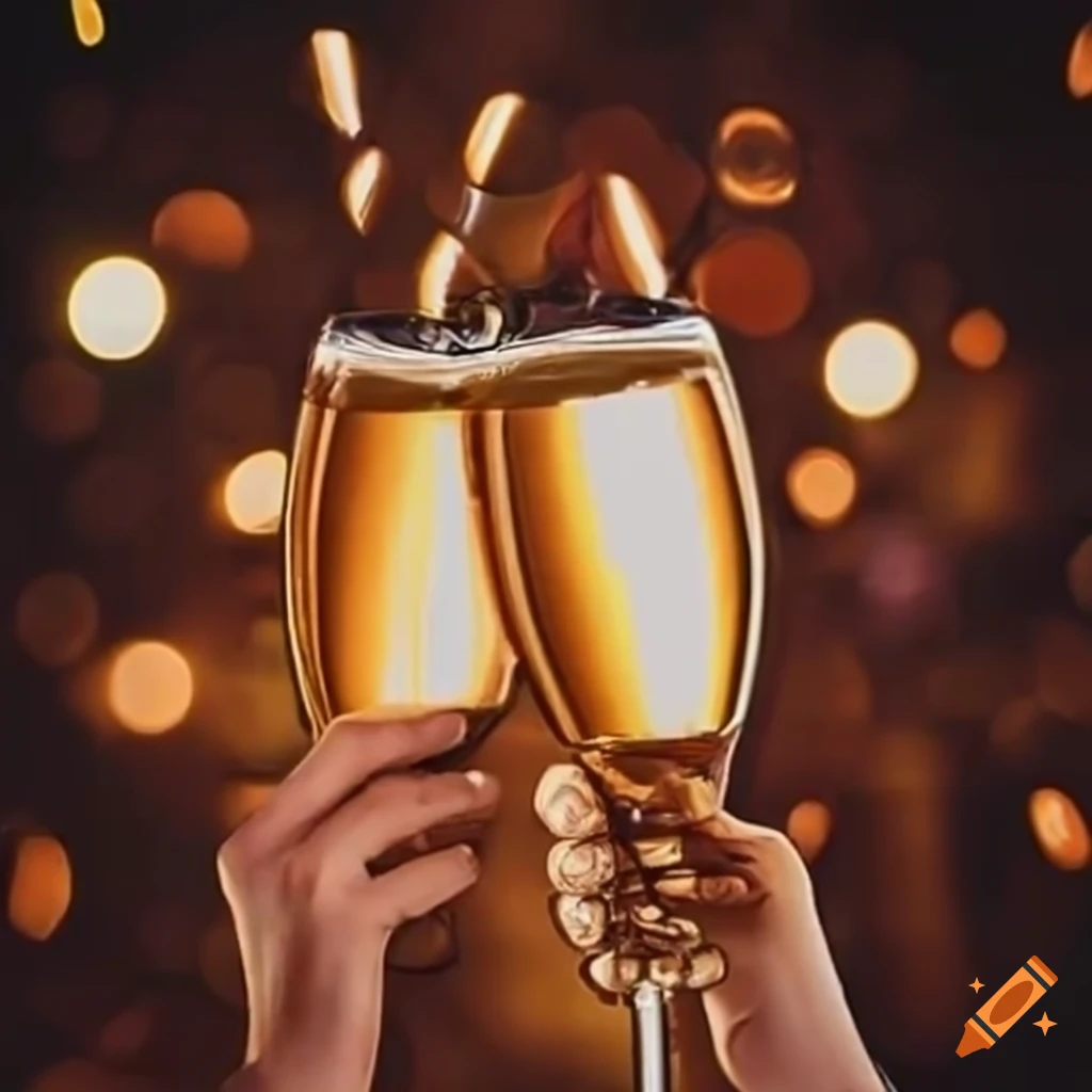 Clinking glasses in a celebratory toast