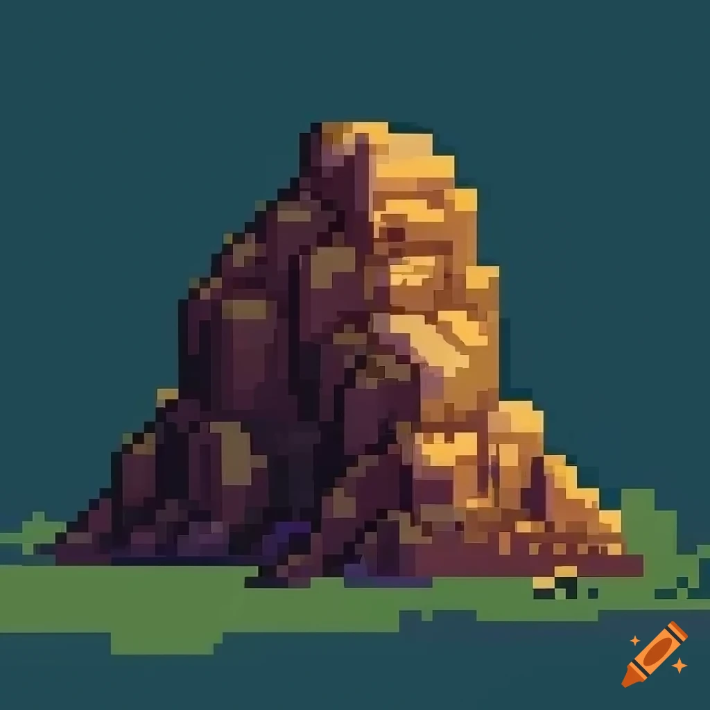 Detailed pixel art of a boulder on Craiyon