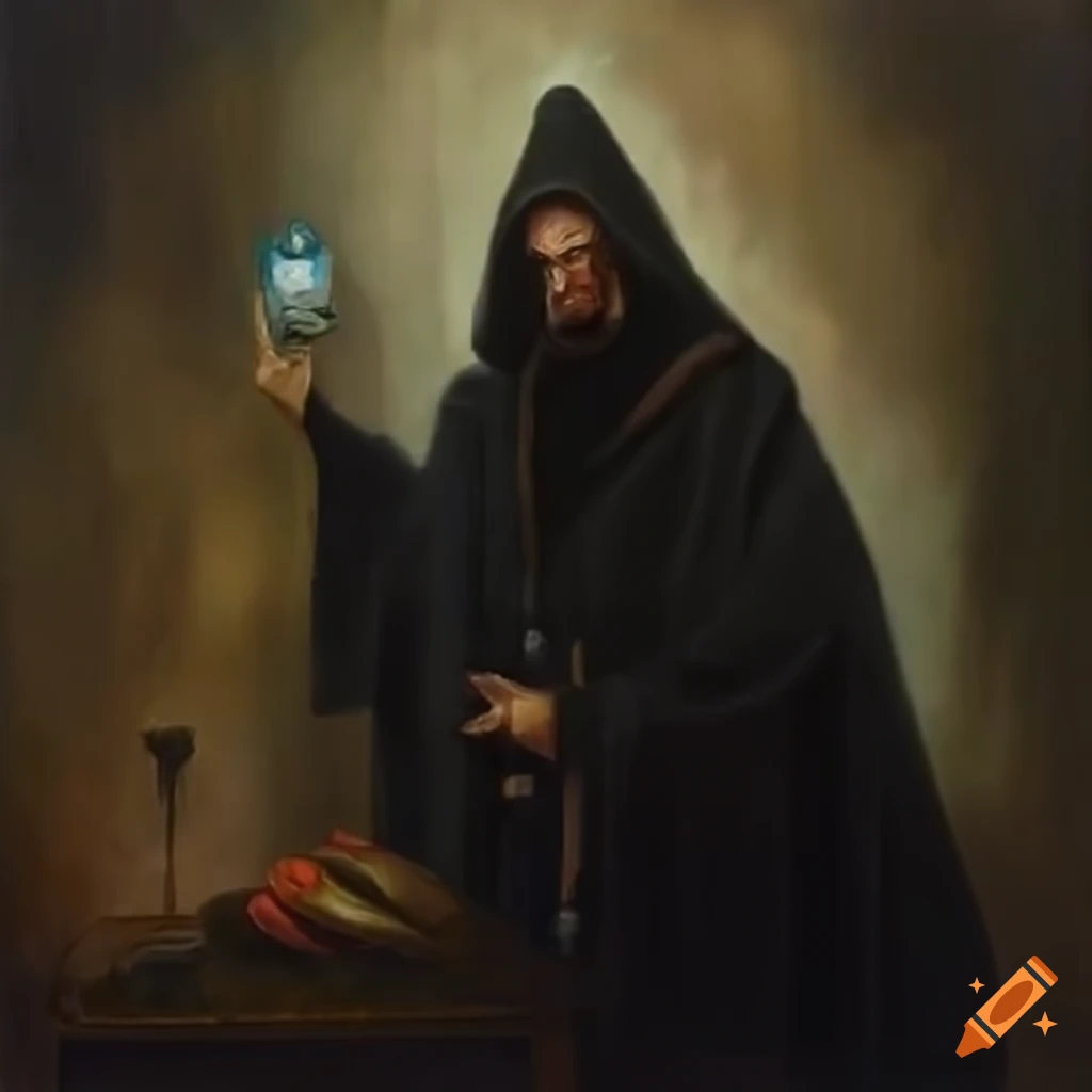 Kenku wizard in a black robe