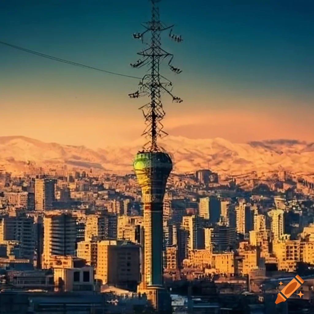 Tehran city with power outage at night