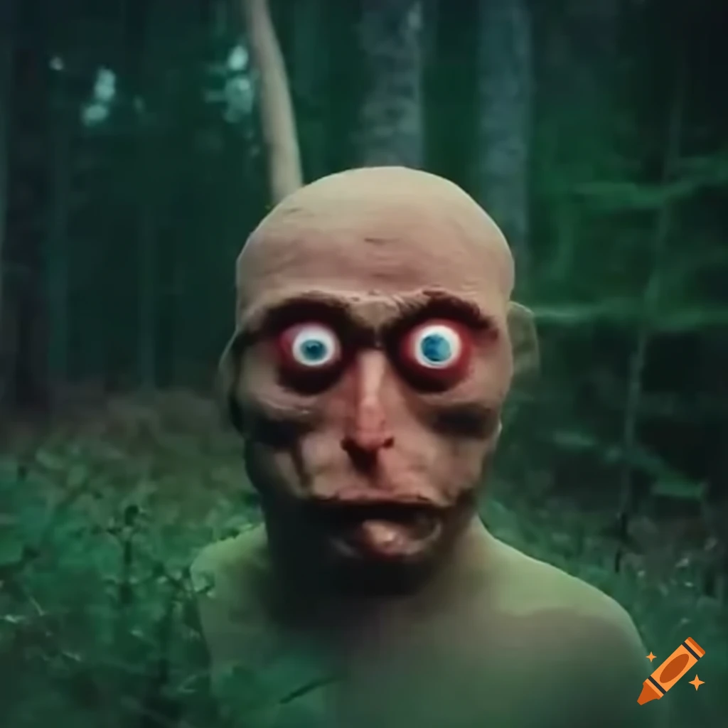 Unusual creature with bulging eyes in forest caught on trail cam