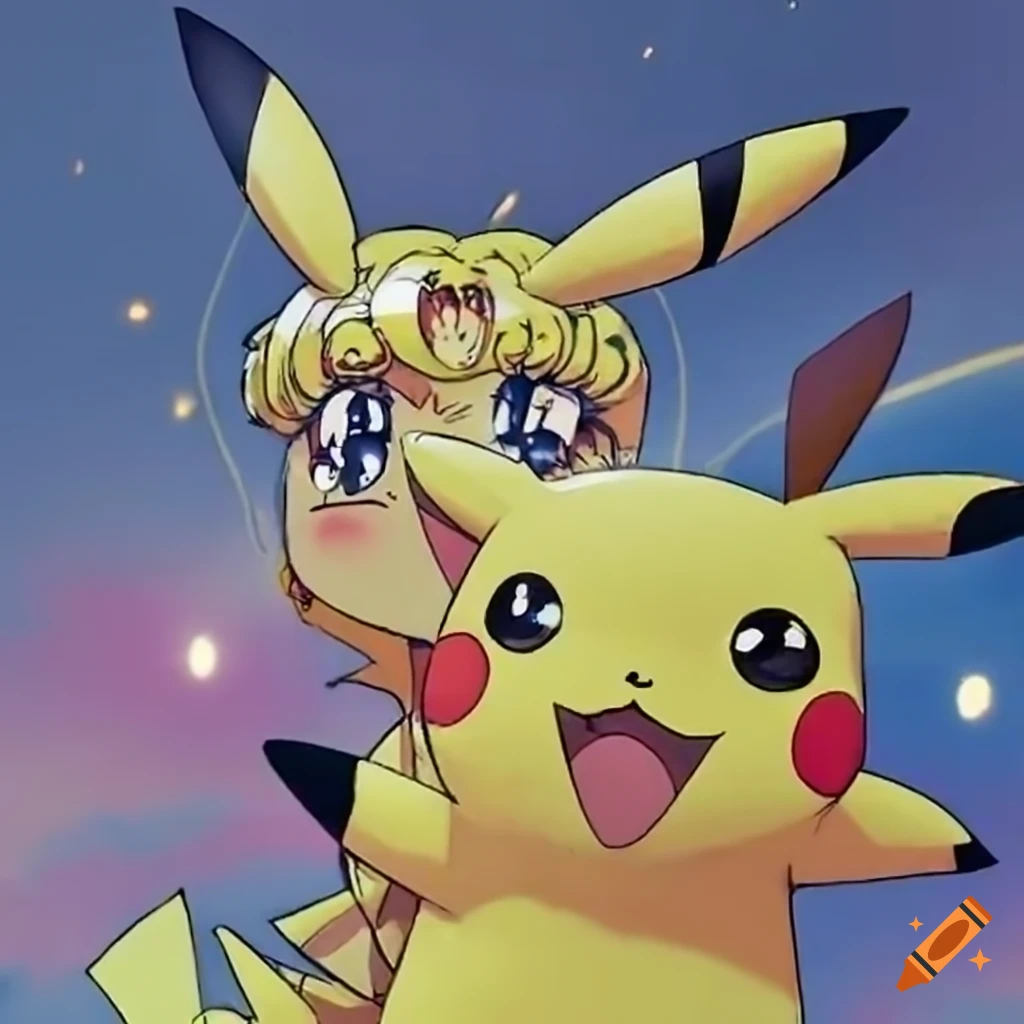Sailor moon and pikachu together on Craiyon