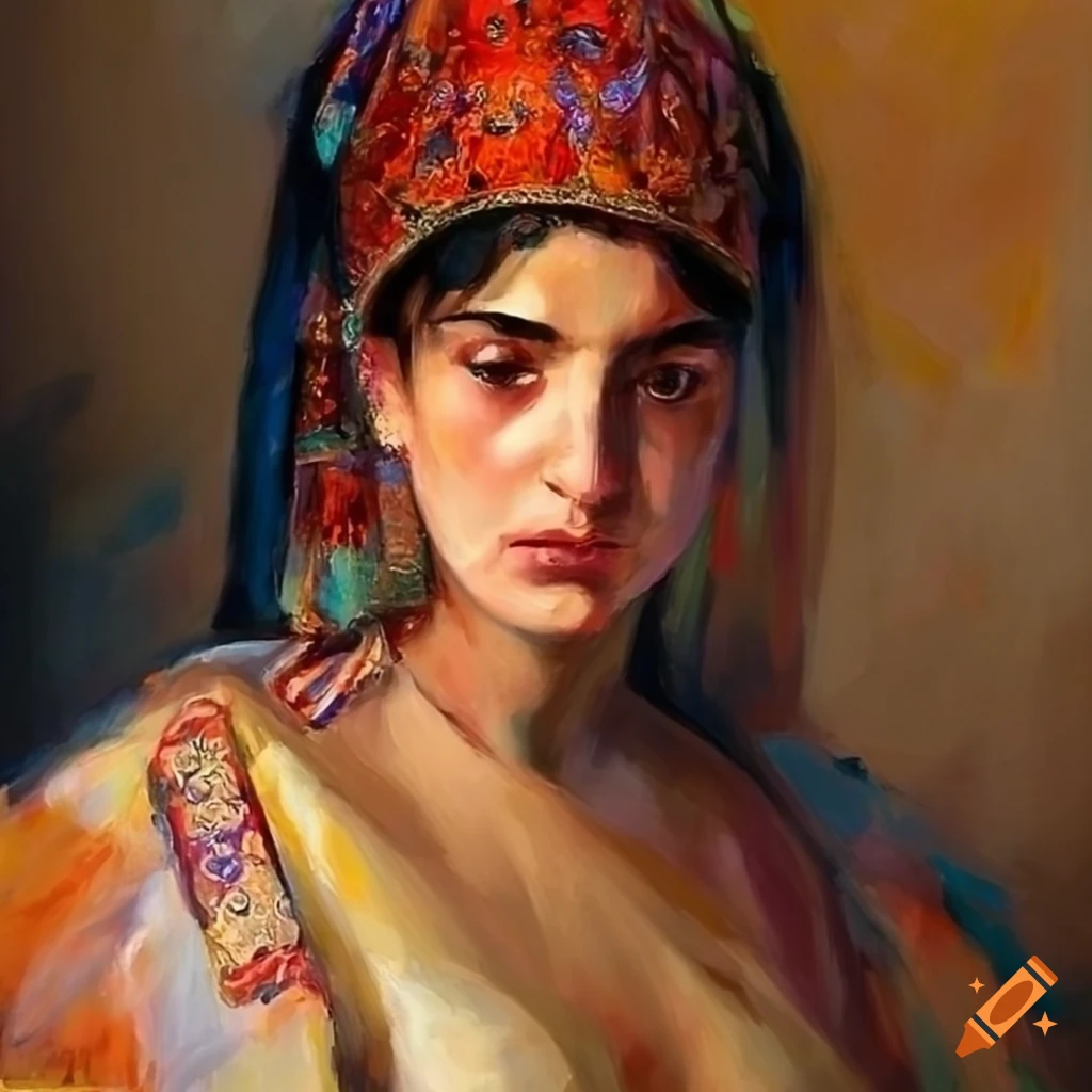 Armenian woman in traditional clothes - painting inspired by Degas
