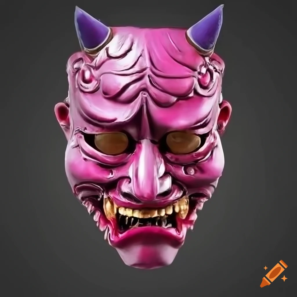 Female oni mask with a renaissance touch in pink on Craiyon