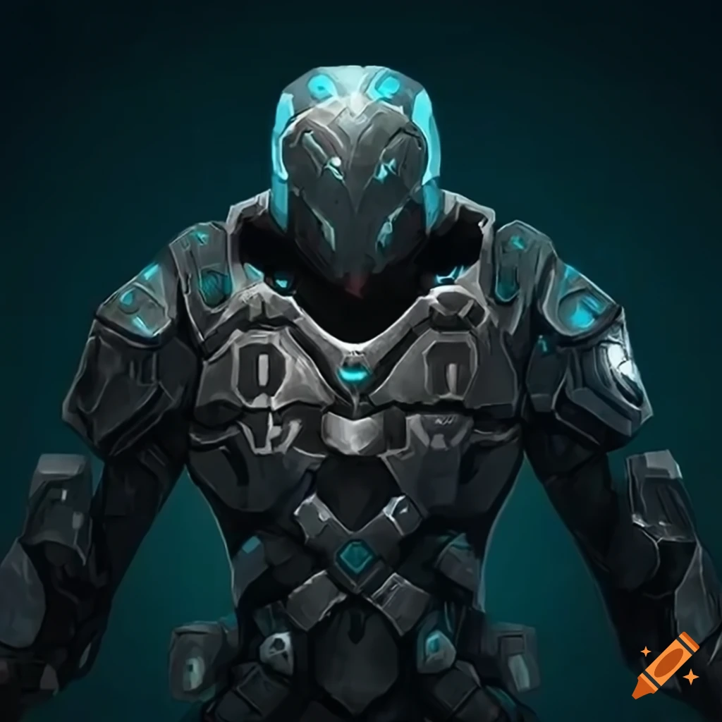 Advanced sci-fi armor with enchanting runes on the surface on Craiyon