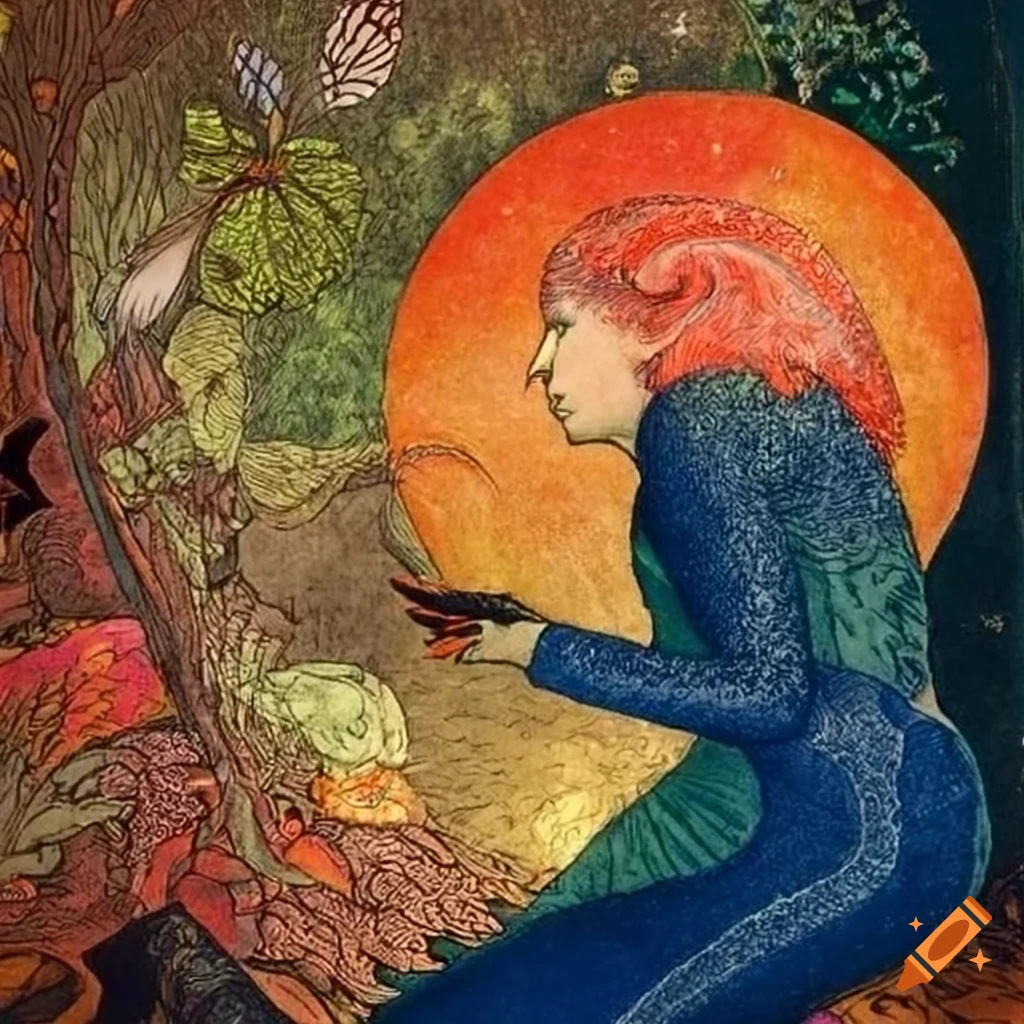 Science fiction pulp magazine cover inspired by the Flammarion Engraving with a nonbinary human looking out