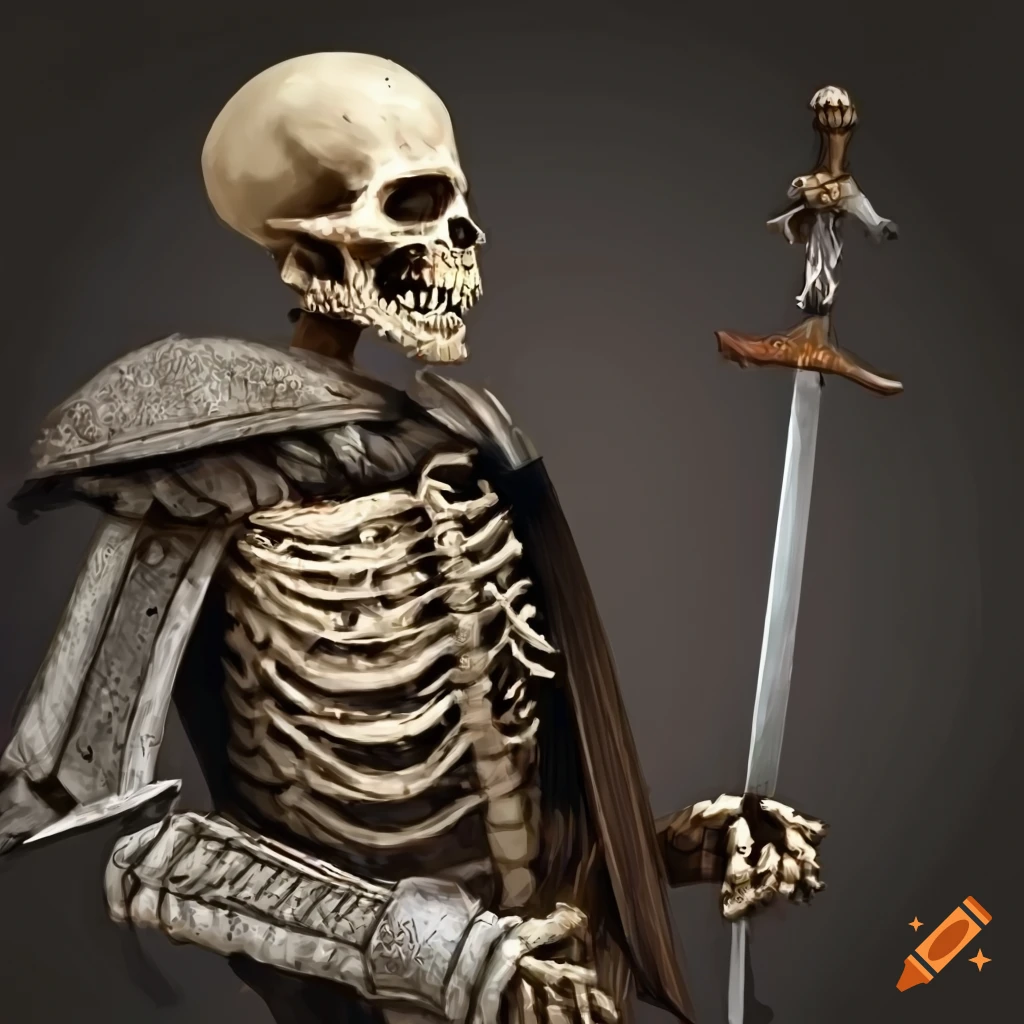 Medieval skeleton warrior with a sword