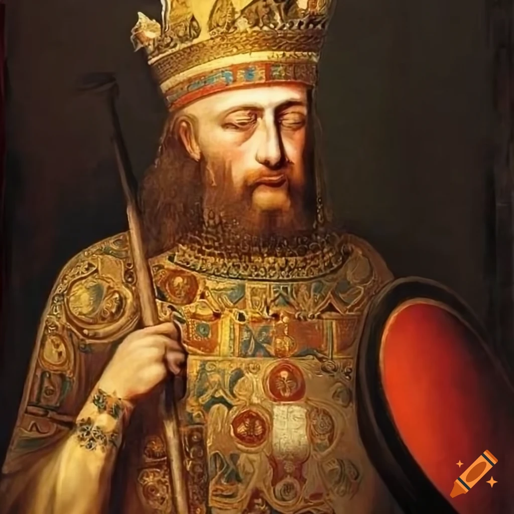 Historical painting of king of rus from the 10th century wearing a ...
