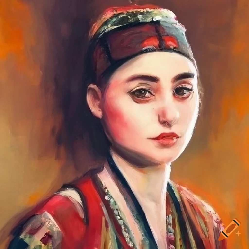Armenian girl in traditional clothes inspired by Degas