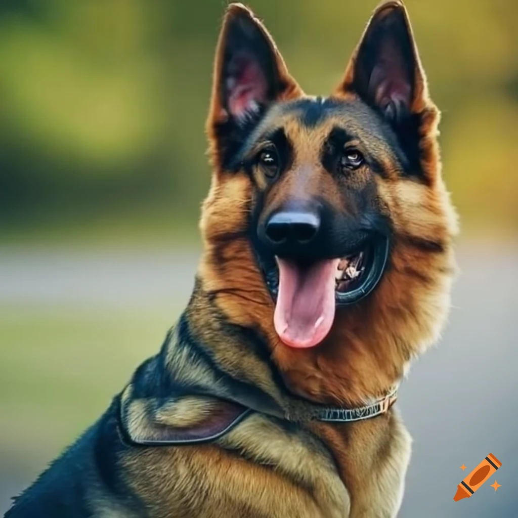 German shepherd riding a bike on Craiyon