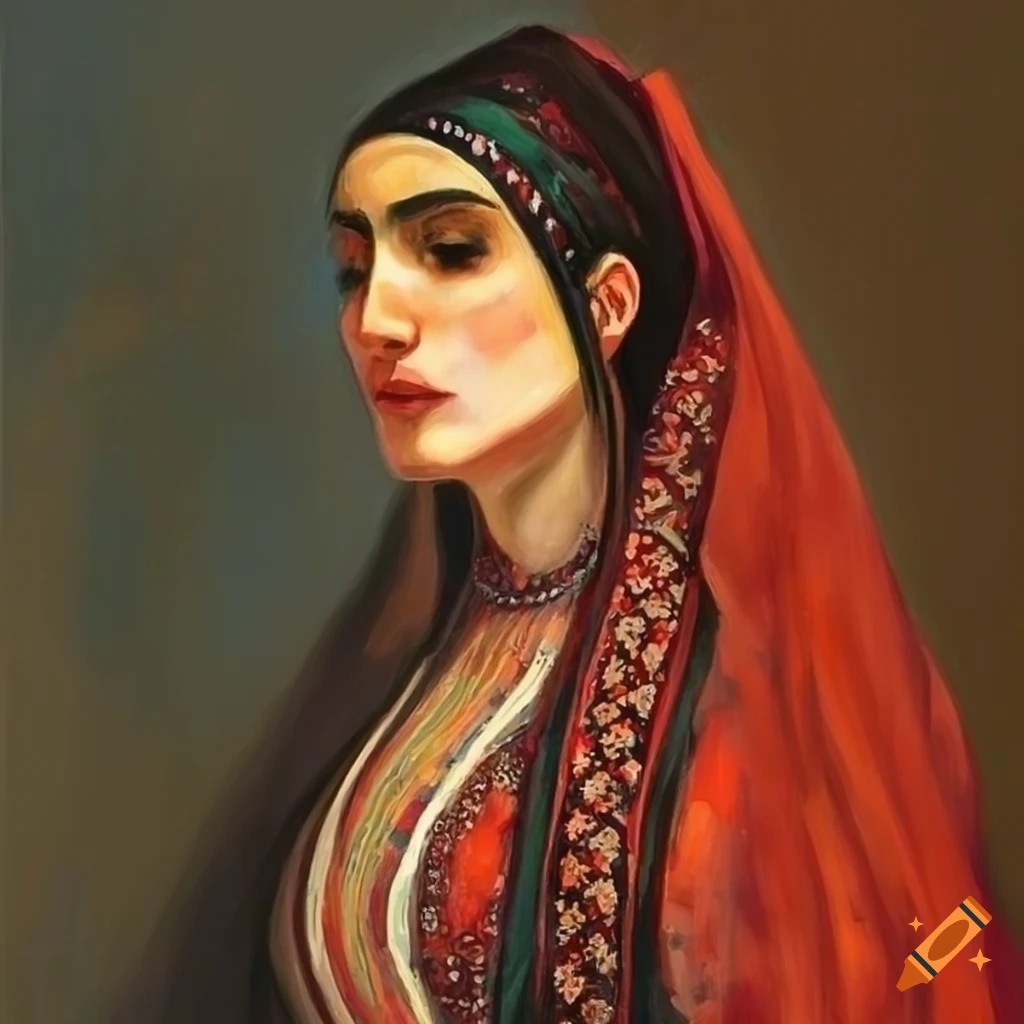 Armenian woman in traditional clothes - painting inspired by Degas