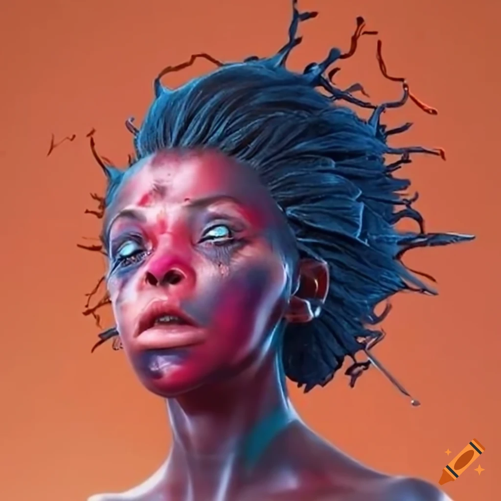 Black female fighter with stunned expression
