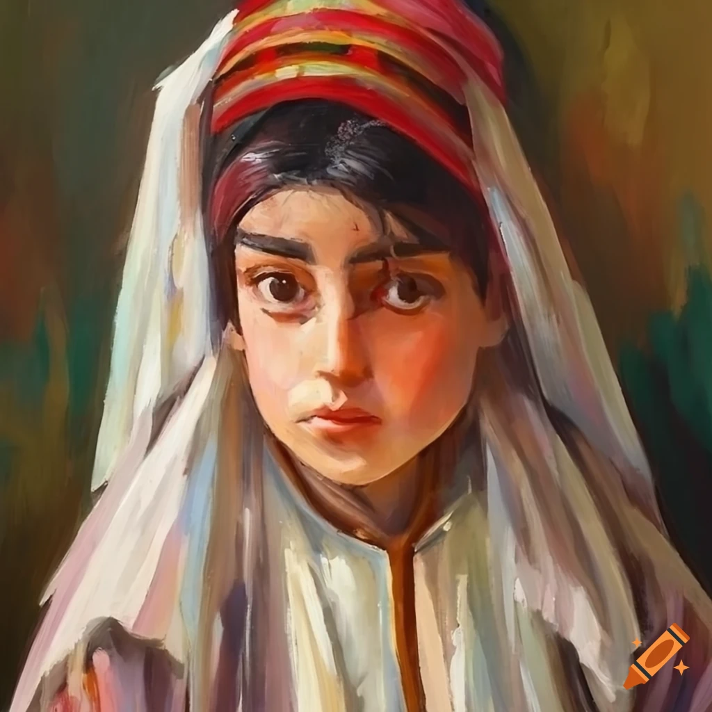 Armenian girl in traditional clothes inspired by Degas