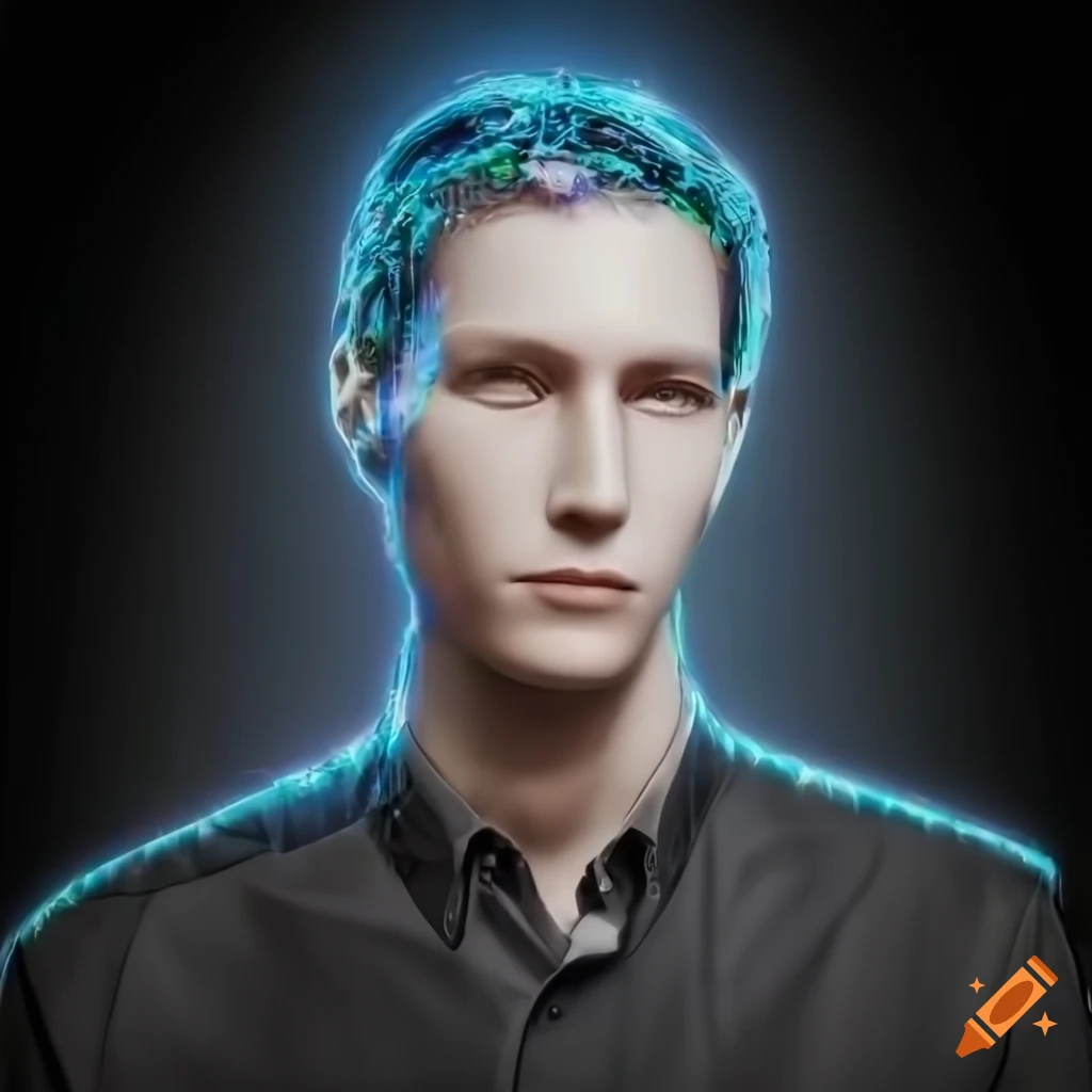 PhotoRealistic image of a glitched robotic mannequin in a transparent dress shirt