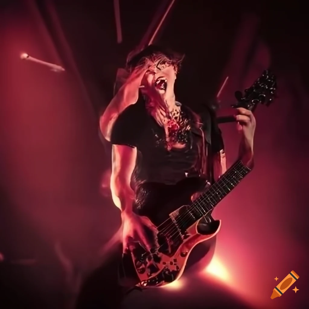 Person playing rock music passionately