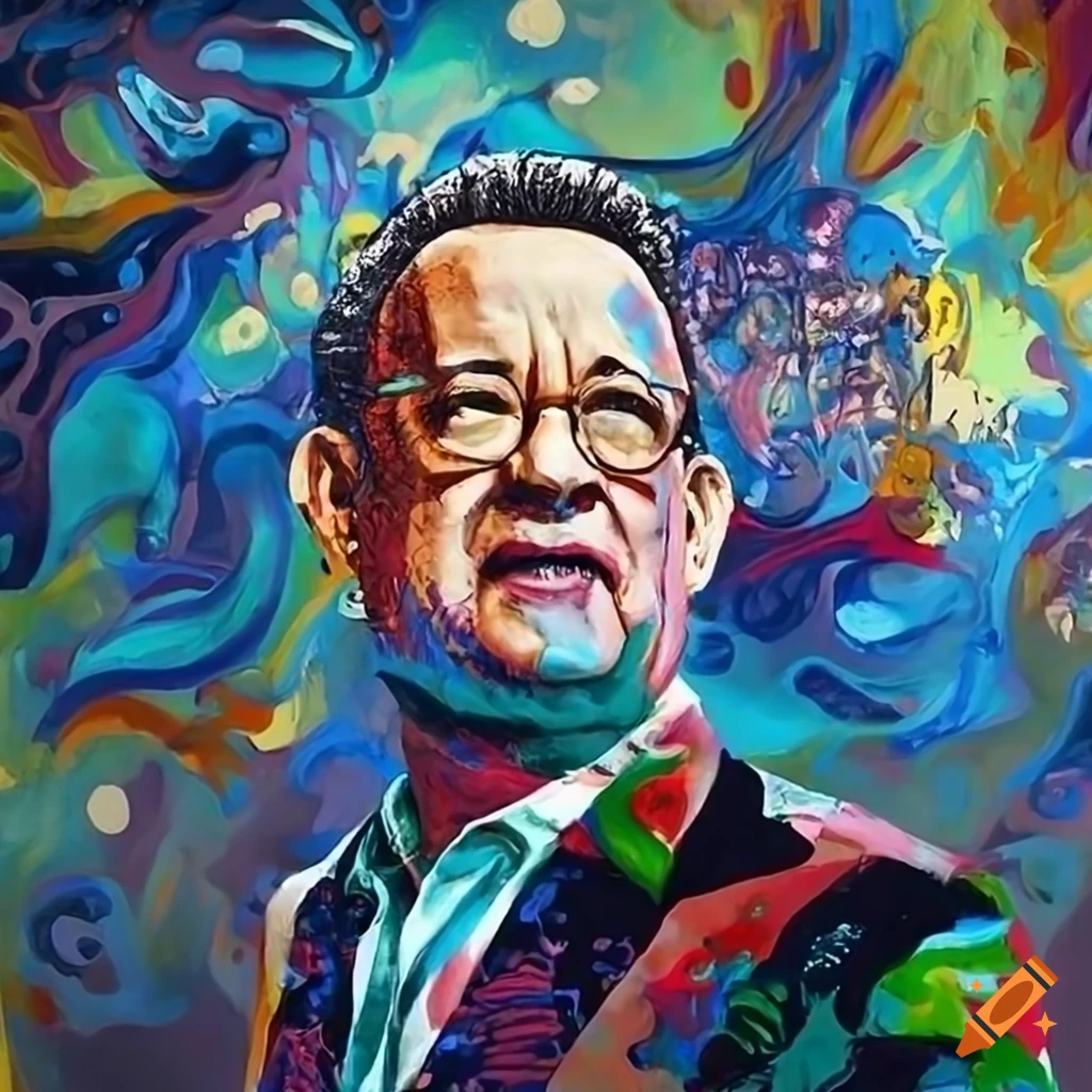 Chaos tom hanks in a paint dream mural style on Craiyon
