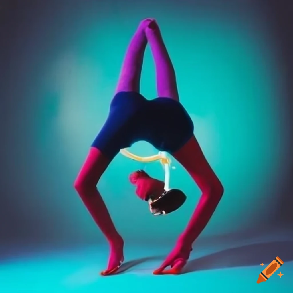 Person in blue knit overalls and balaclava with light tubes in a