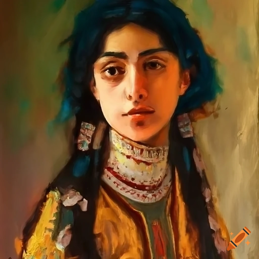 Armenian girl in traditional clothes inspired by Degas