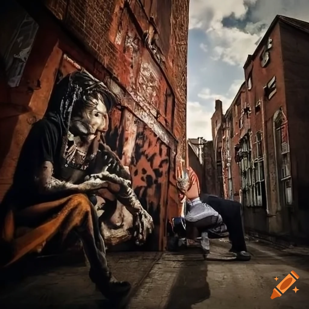 Street urban style hiphop album cover with street art formations on Craiyon