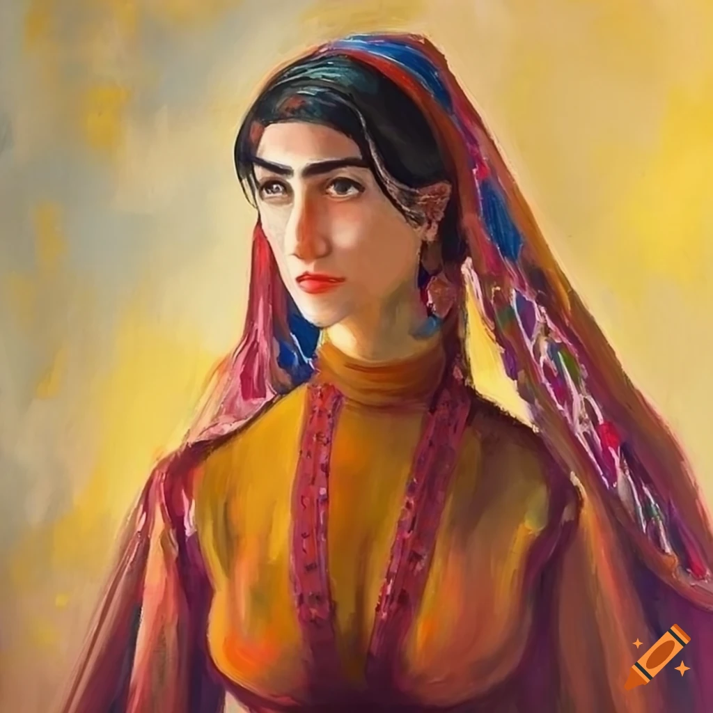 Armenian woman in traditional clothes - painting inspired by Degas