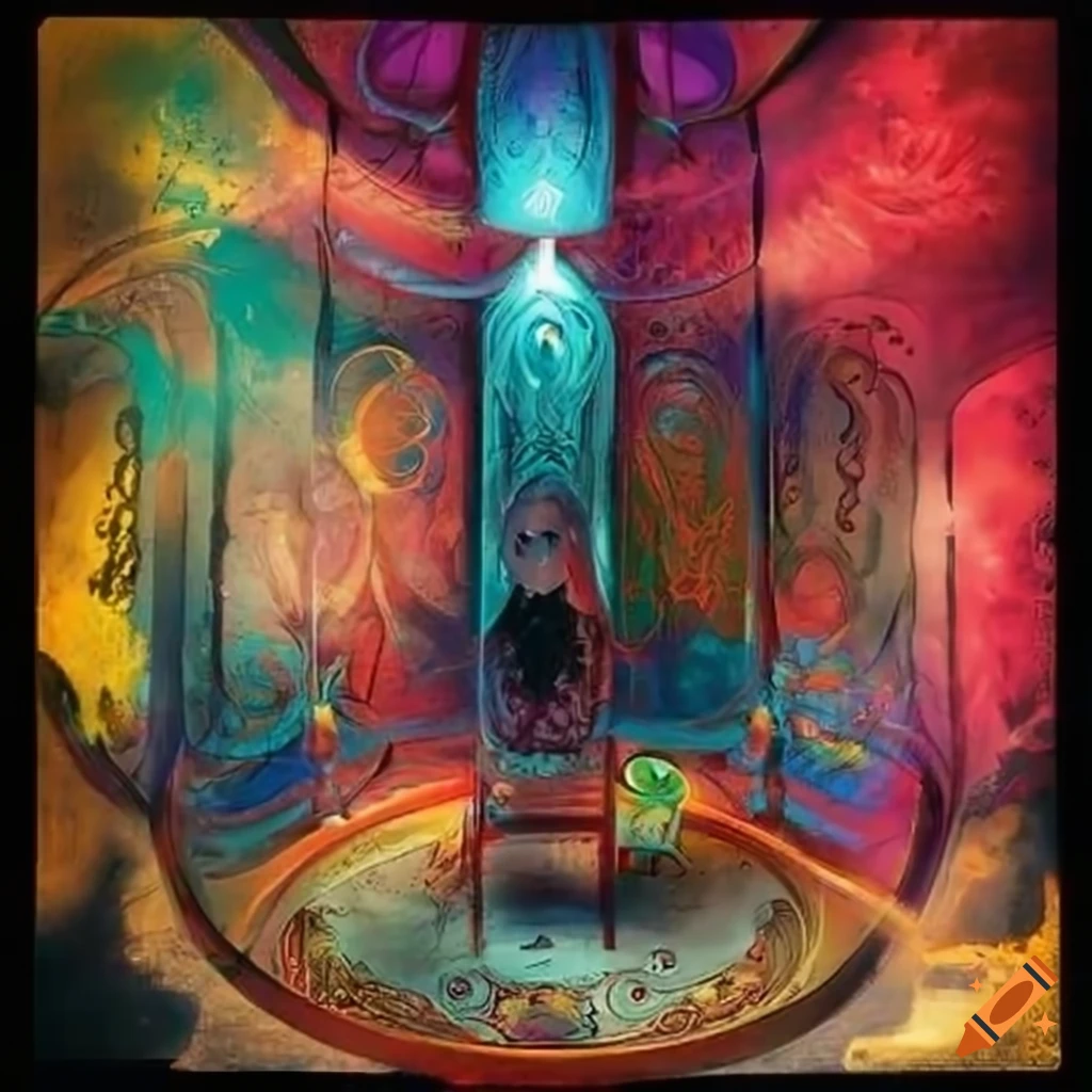 Intriguing tarot layout with vibrant dreamlike colors