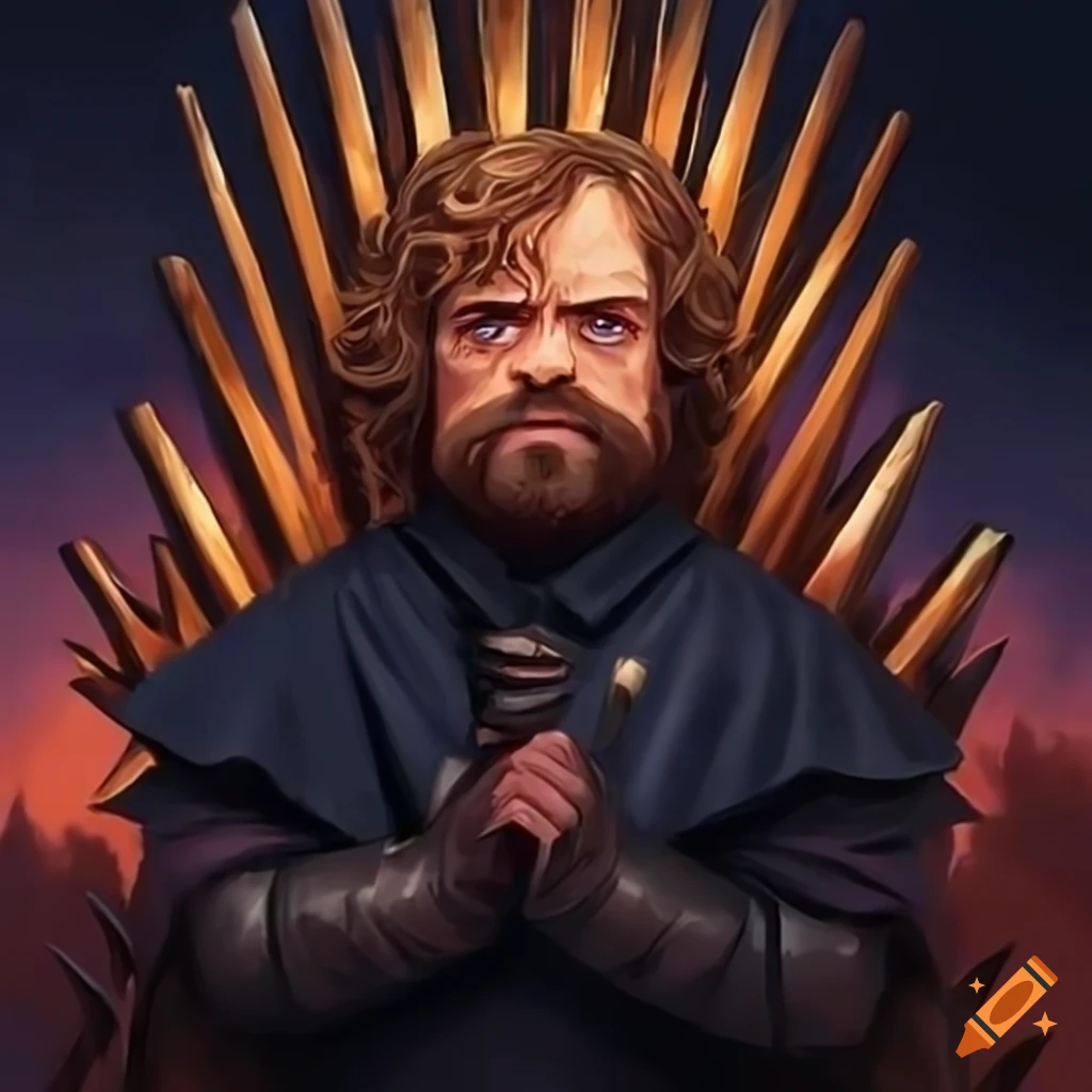 Tyrion Lannister on Iron Throne with Ser Varys as Hand