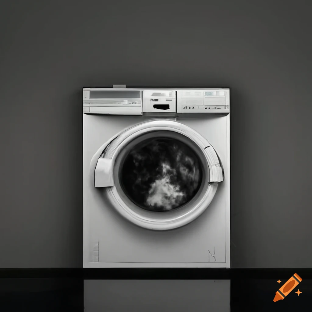 Artistic vision of a washing machine with a visible lake in the drum