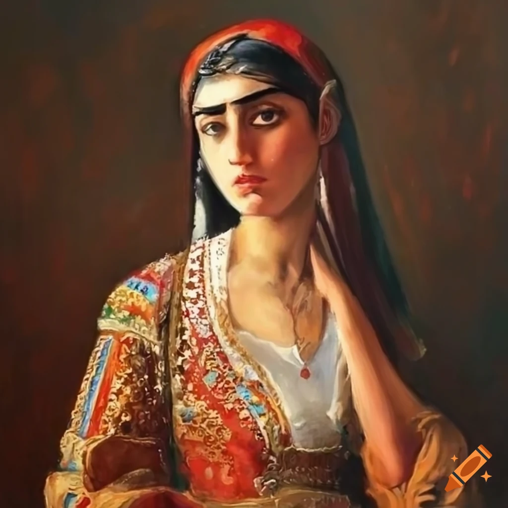 Armenian woman in traditional clothes inspired by Degas painting