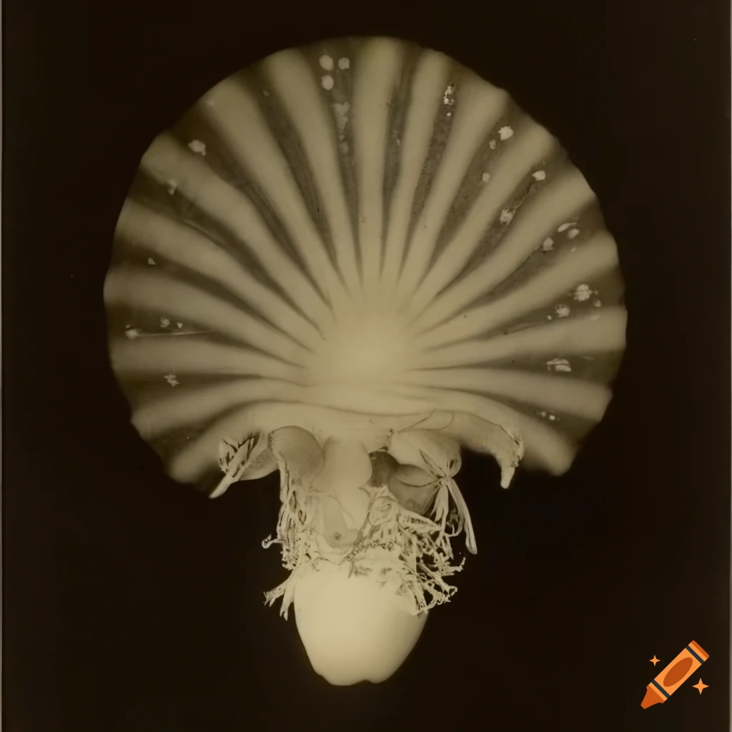 Antique gelatin bromide photograph of flora and fauna mutations in the