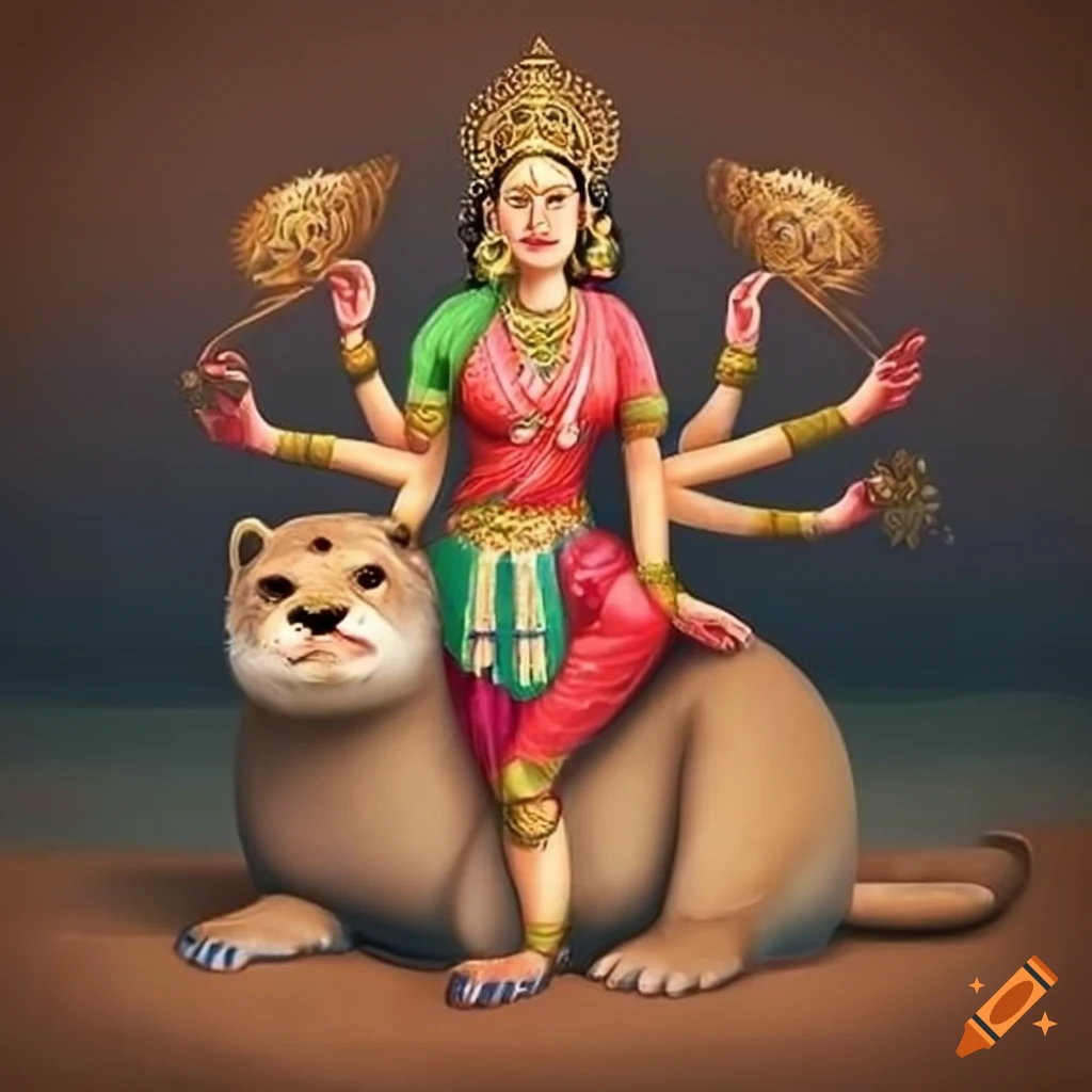 Enchanting Indian goddess with otter boy