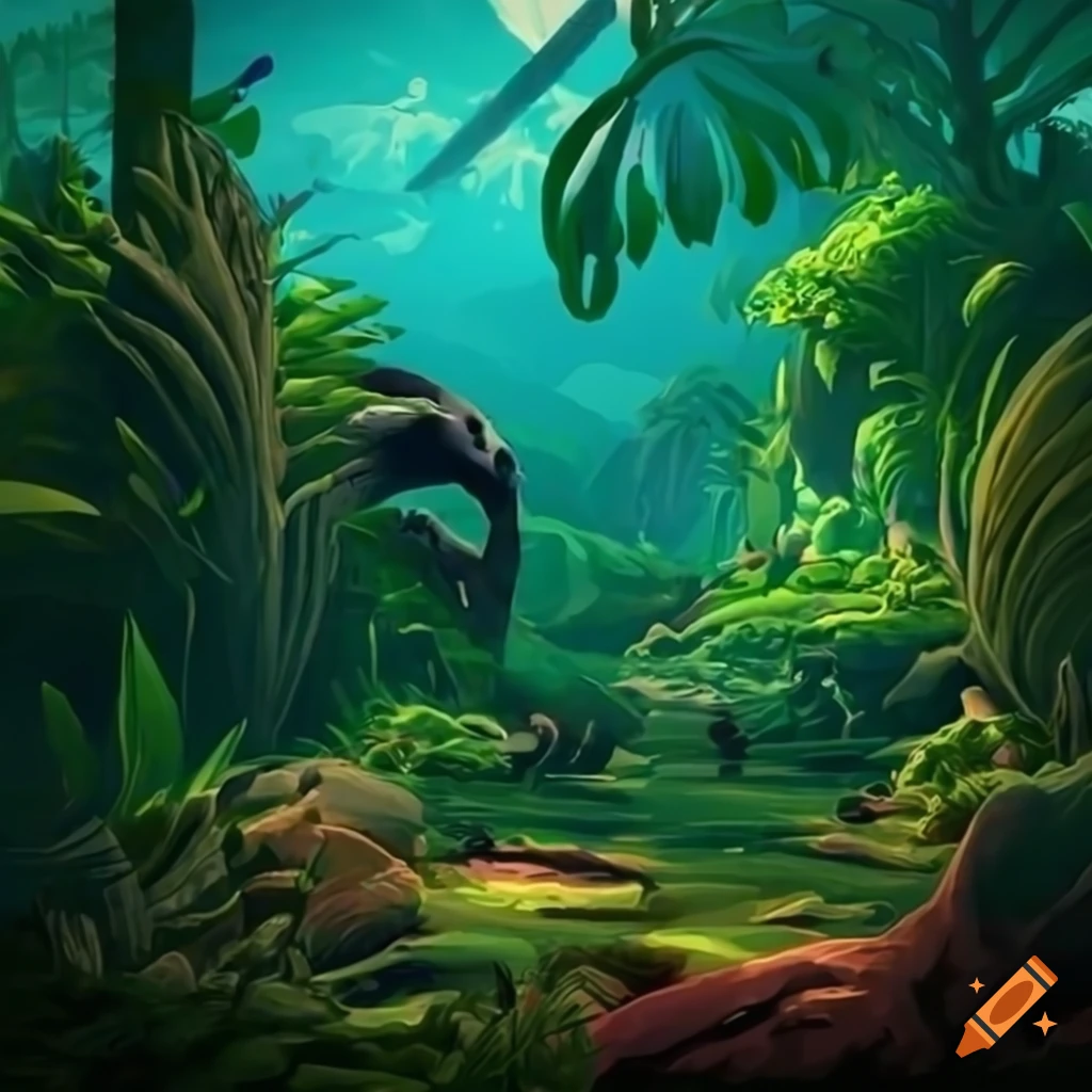 Prehistoric nature in graphic ultra HD style