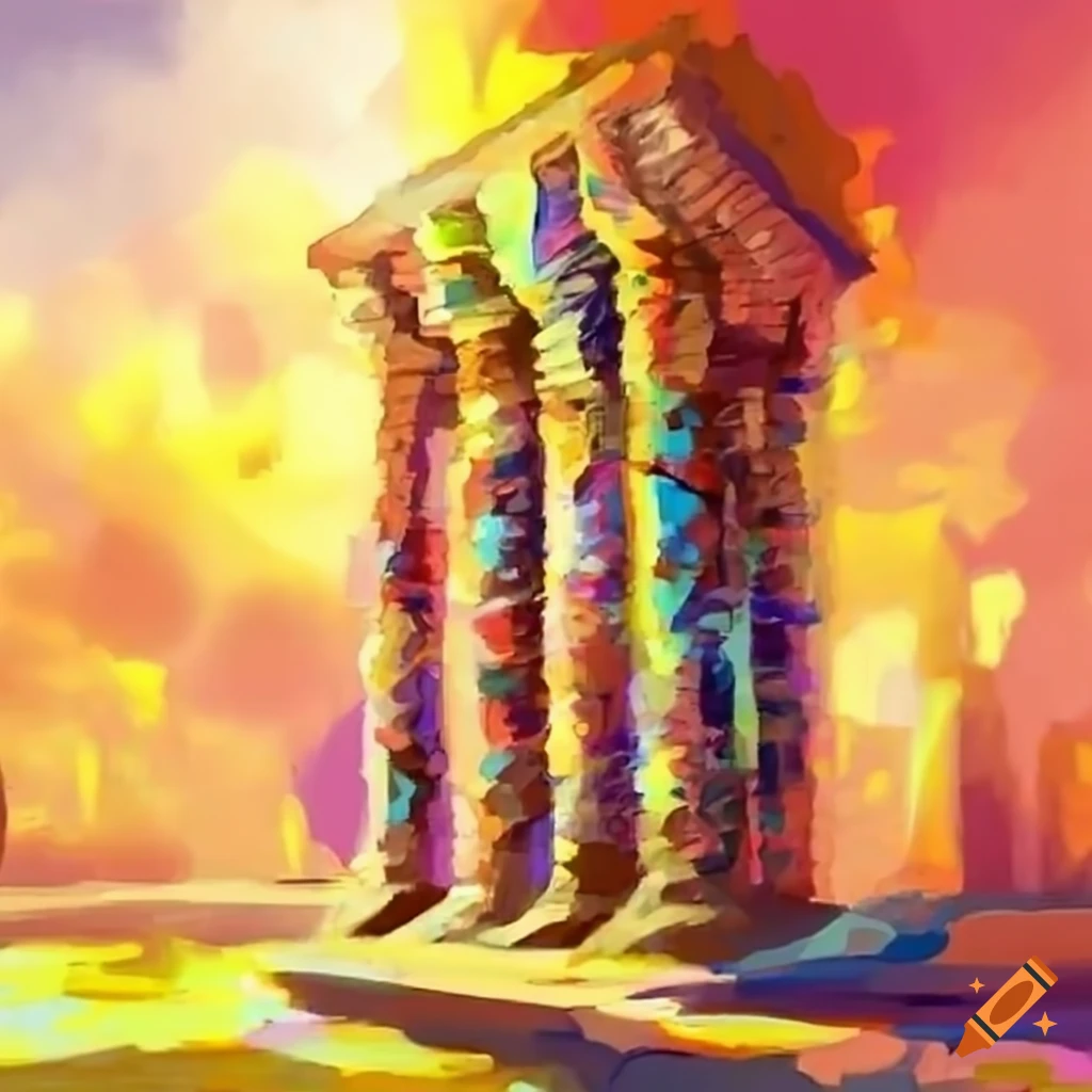 Illustration of the 8 pillars of the bible on Craiyon