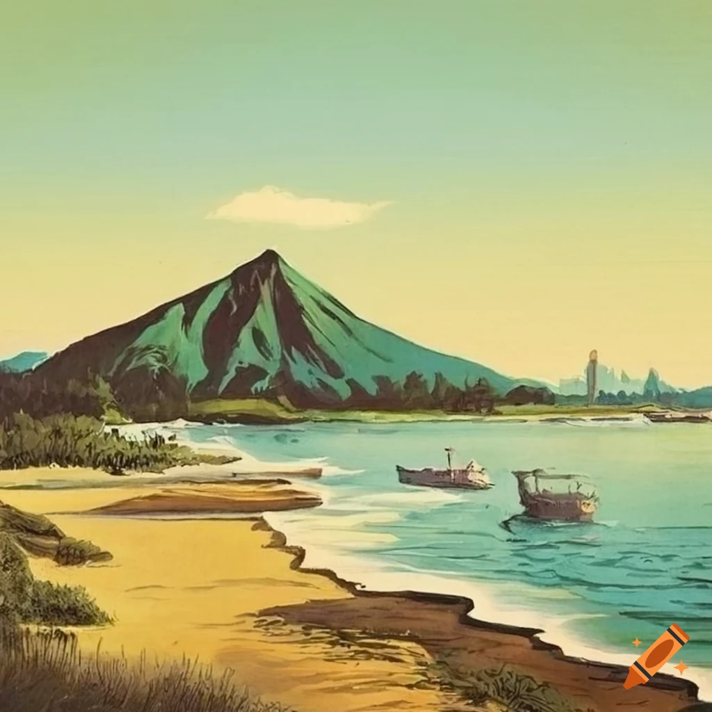Vintage art of mount maunganui on Craiyon