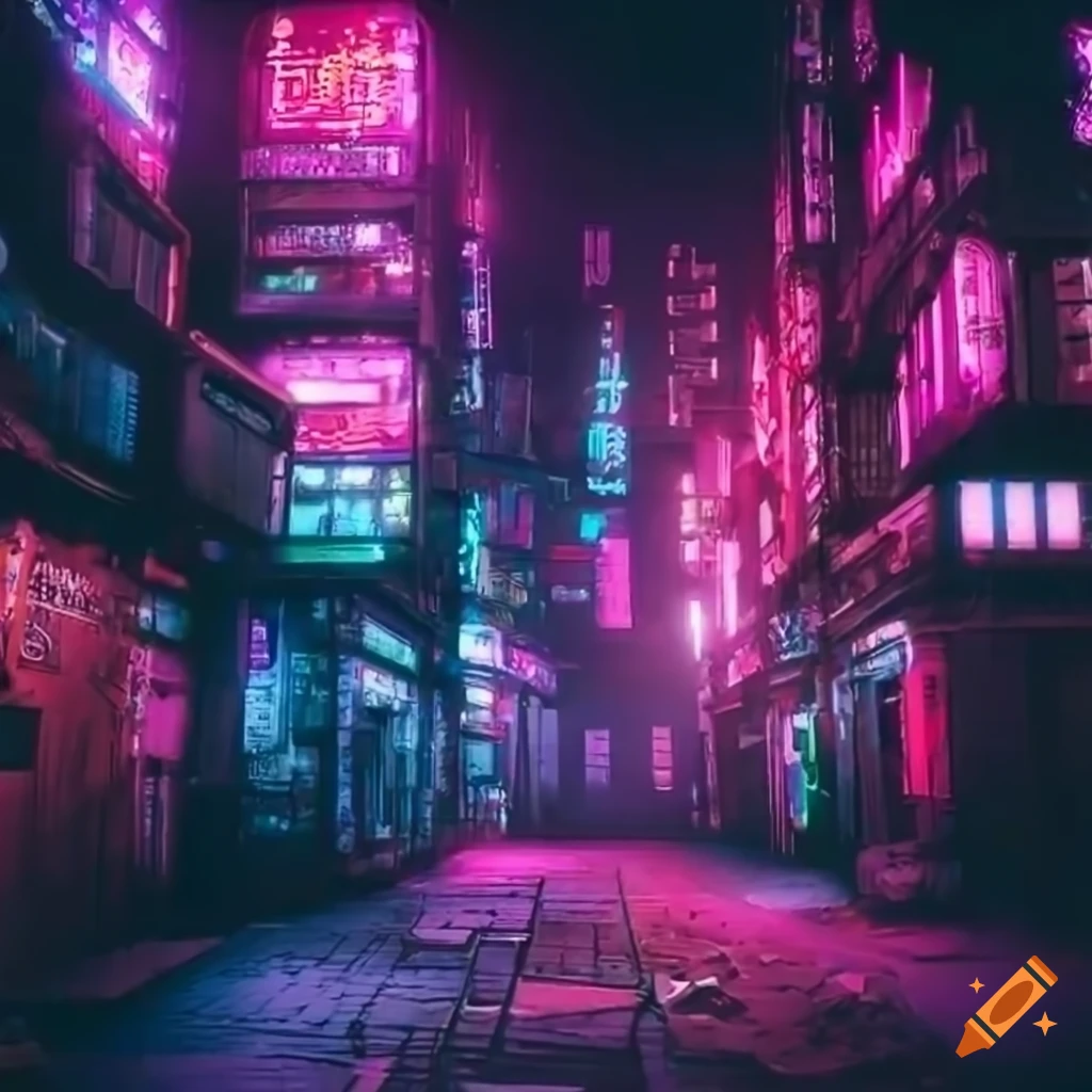 Cyberpunk village scene on Craiyon